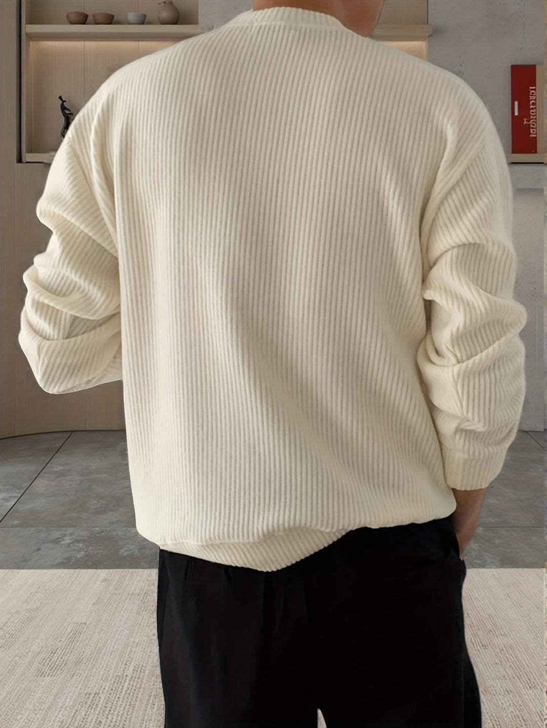 Herren Rippstrickpullover mit Rundhals