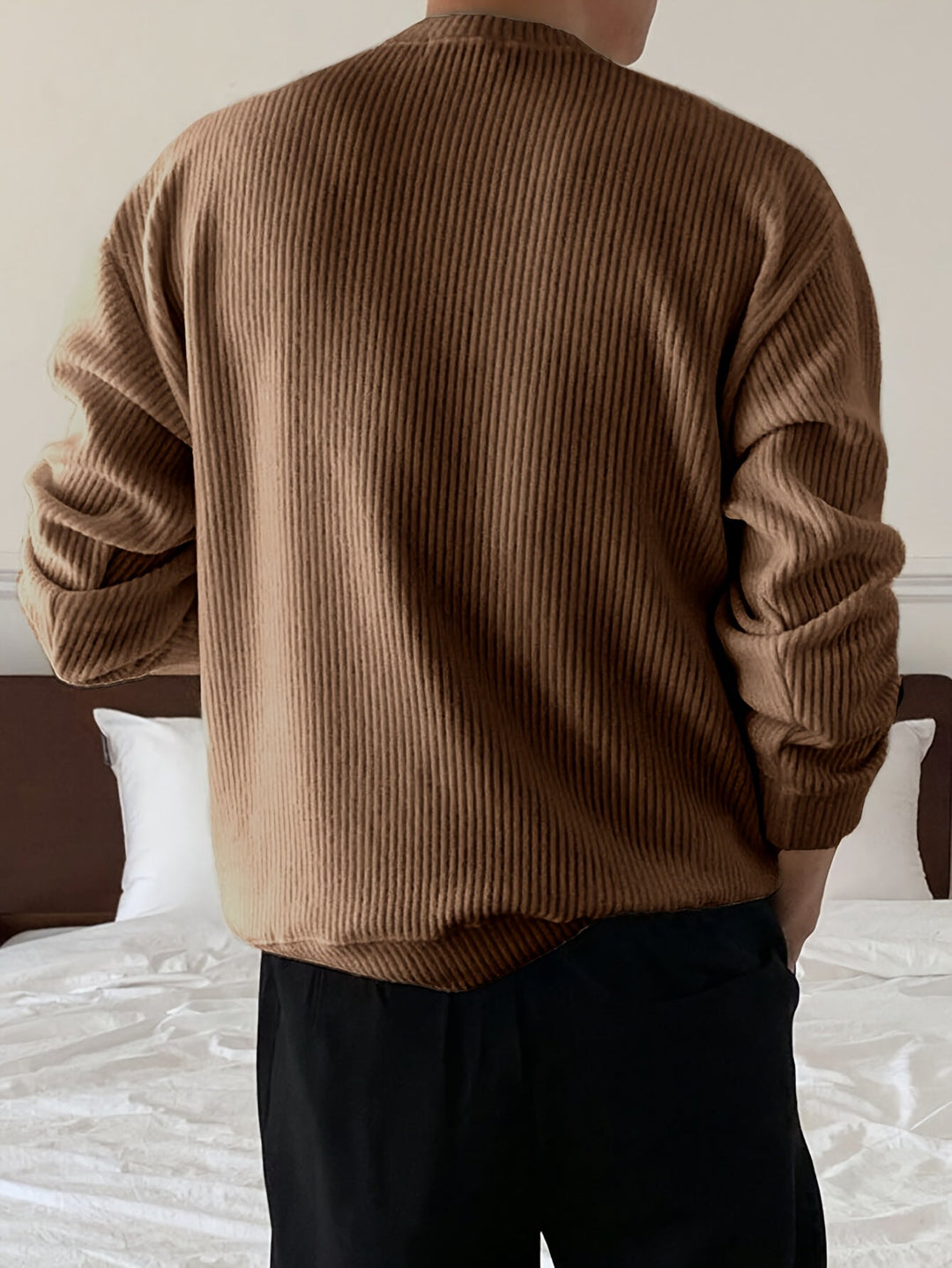 Herren Rippstrickpullover mit Rundhals