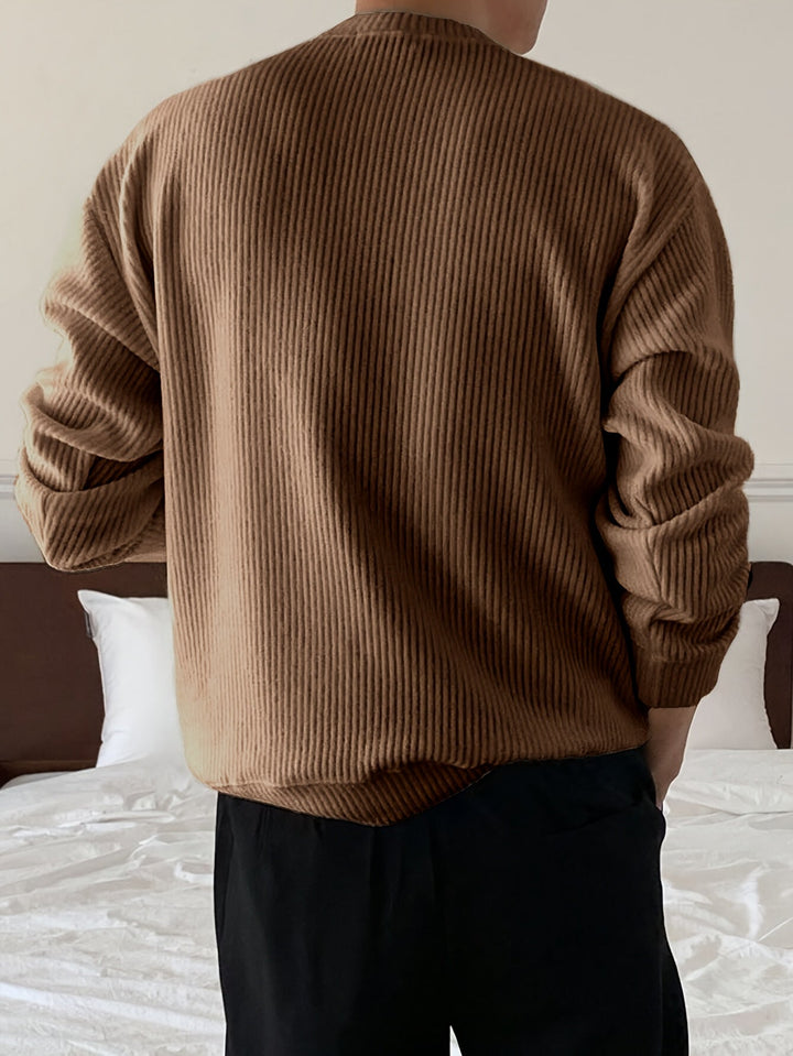 Herren Rippstrickpullover mit Rundhals