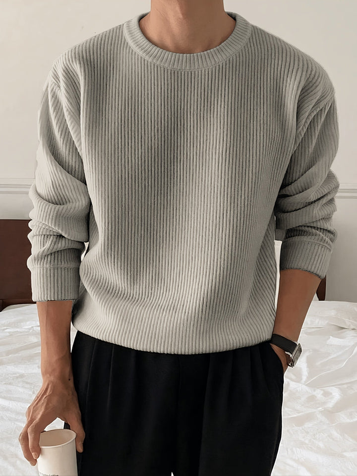 Herren Rippstrickpullover mit Rundhals