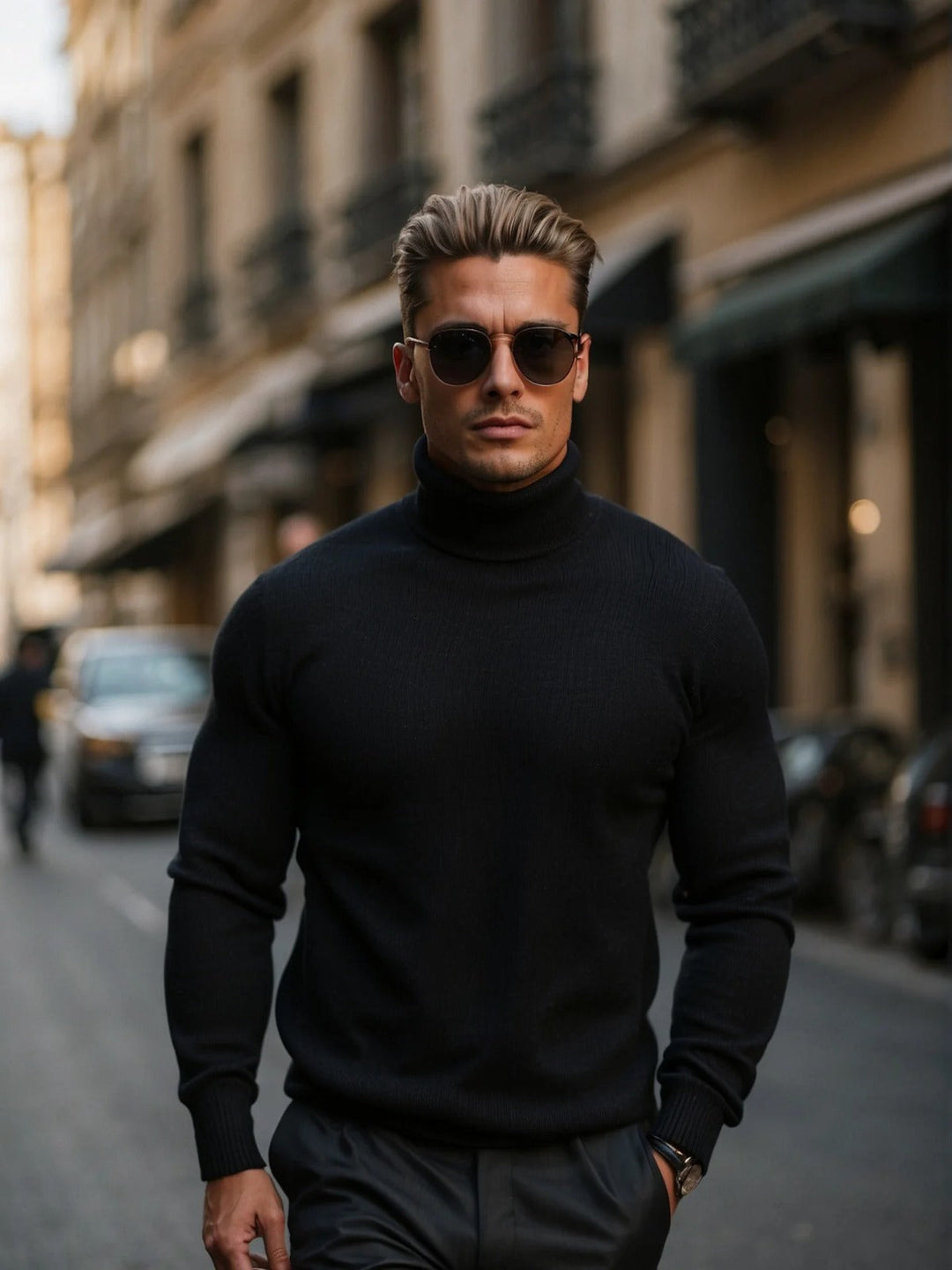 Herren Rollkragenpullover mit breitem Umschlag