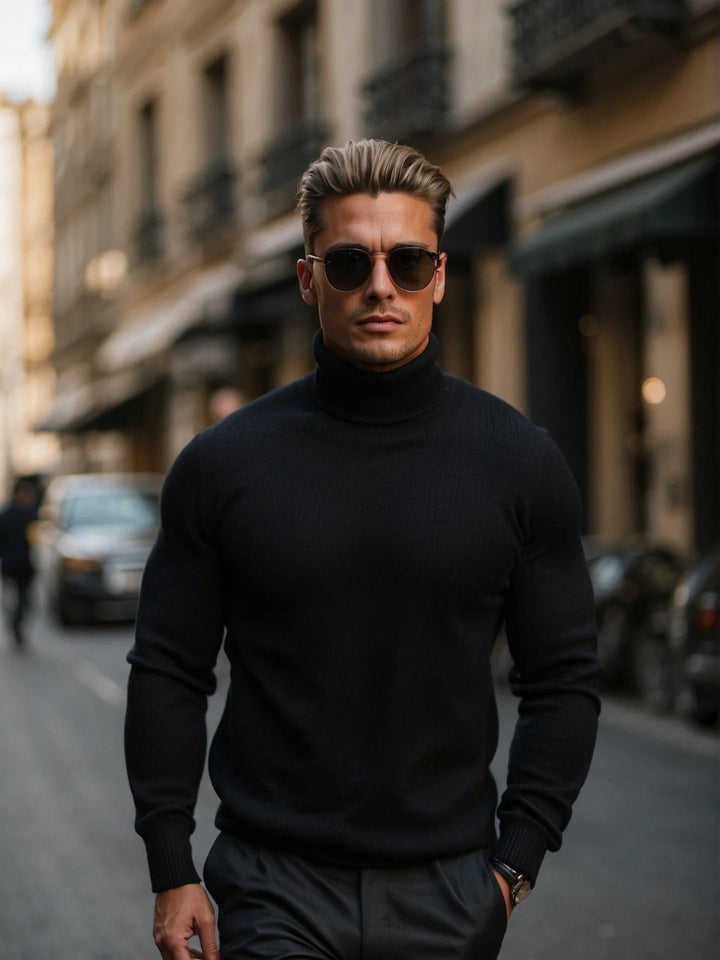 Herren Rollkragenpullover mit breitem Umschlag