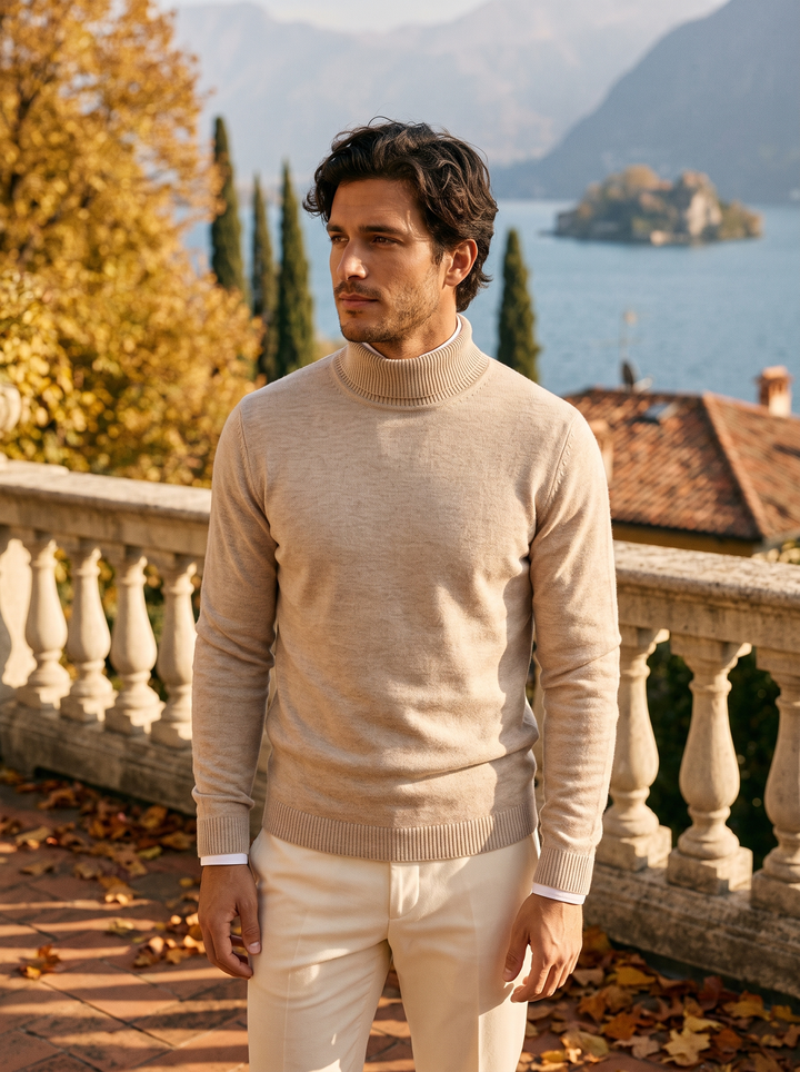 Herren Rollkragenpullover mit feinen Rippbündchen