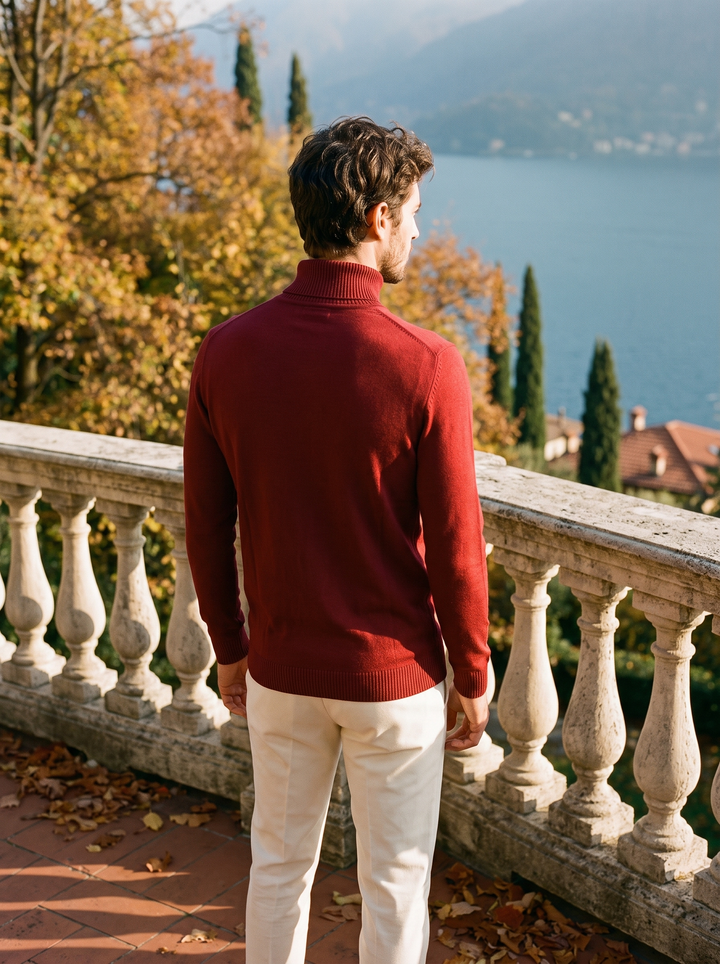 Herren Rollkragenpullover mit feinen Rippbündchen