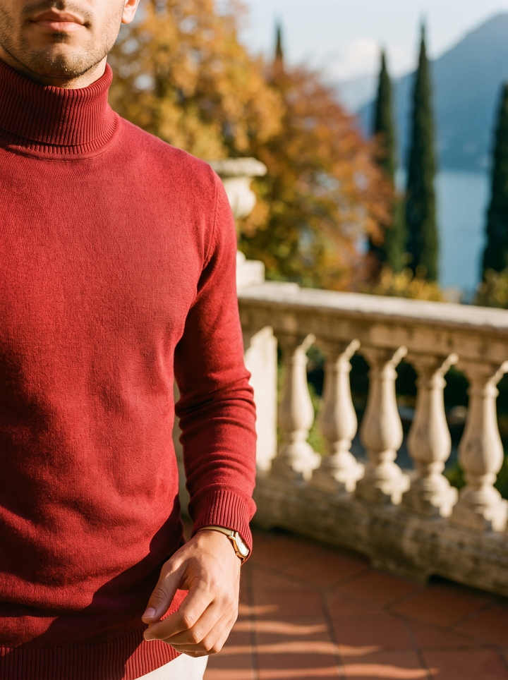Herren Rollkragenpullover mit feinen Rippbündchen