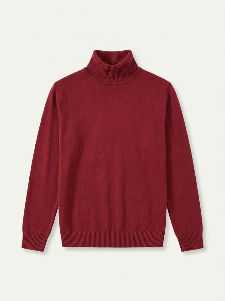 Herren Rollkragenpullover mit feinen Rippbündchen