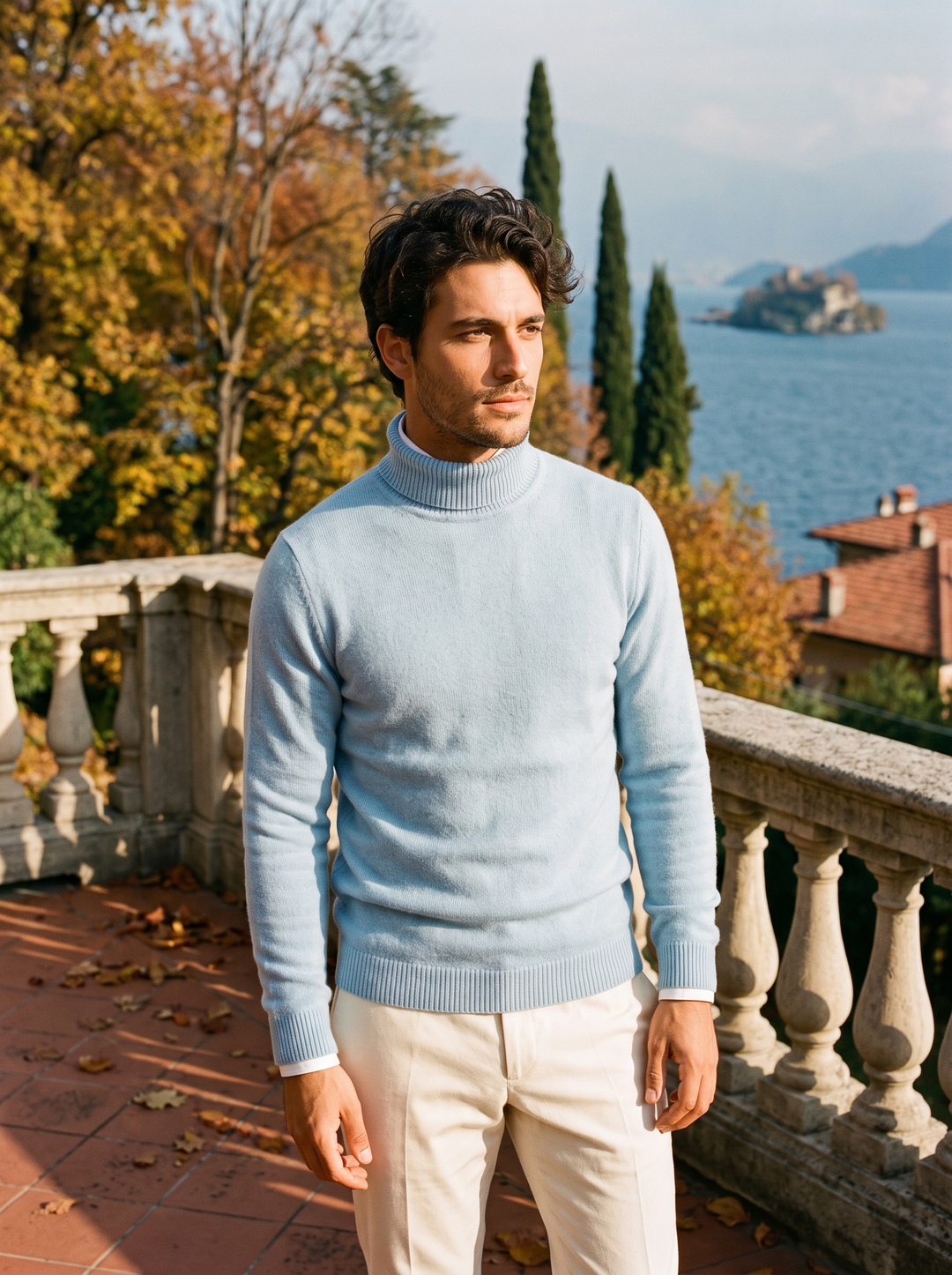 Herren Rollkragenpullover mit feinen Rippbündchen