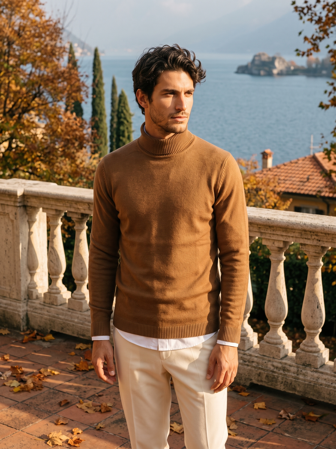 Herren Rollkragenpullover mit feinen Rippbündchen