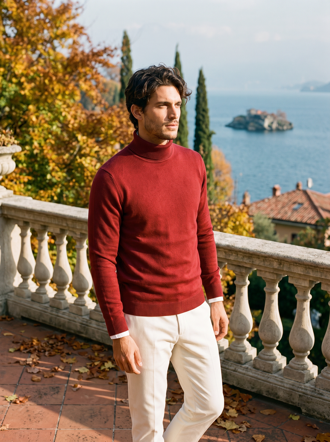 Herren Rollkragenpullover mit feinen Rippbündchen