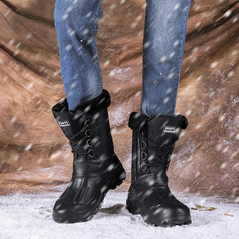 Herren Schneestiefel mit Schnürung und Seitentasche