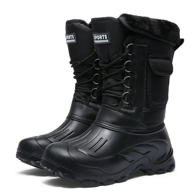Herren Schneestiefel mit Schnürung und Seitentasche