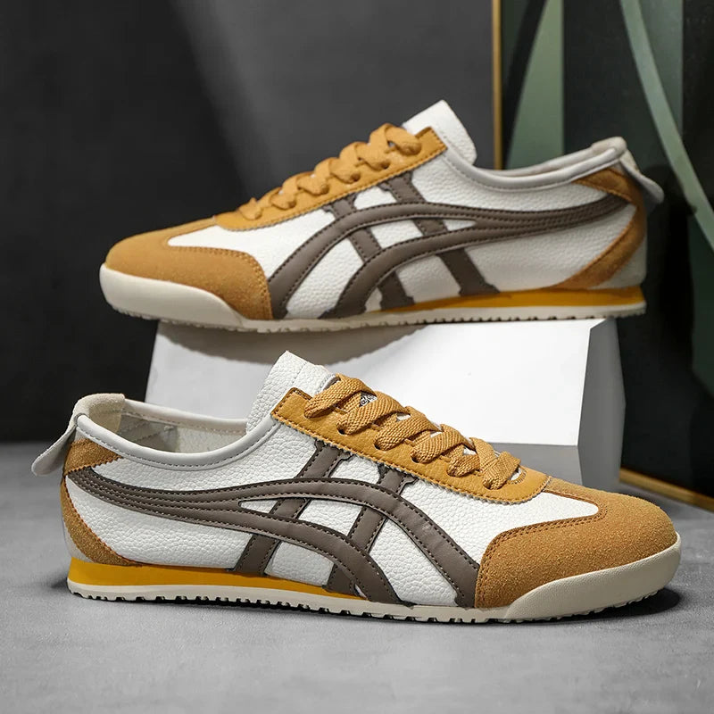 Herren Sneaker mit Wildleder und Kontraststreifen und Retro Runner - Gelb