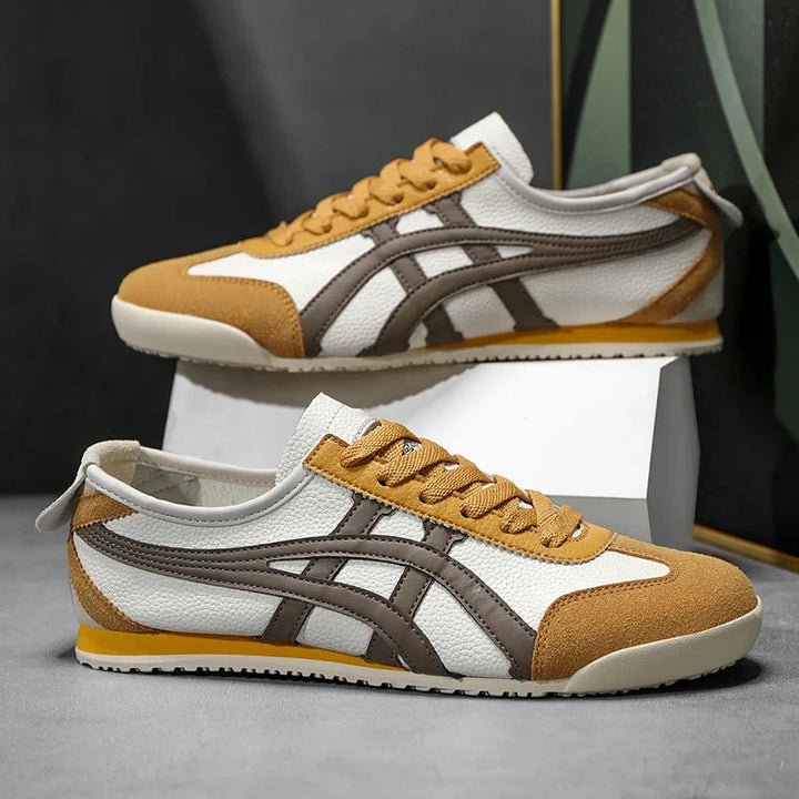 Herren Sneaker mit Wildleder und Kontraststreifen und Retro Runner - Gelb