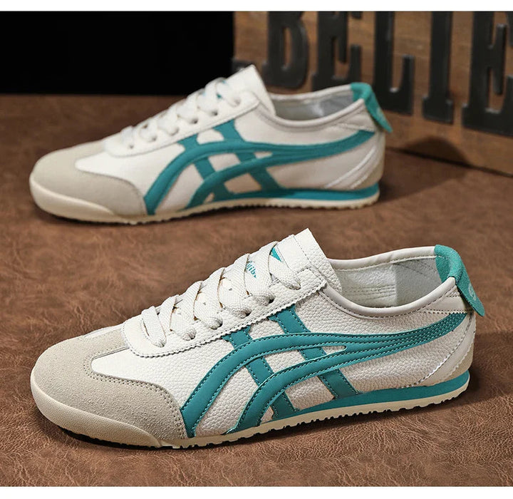 Herren Sneaker mit Wildleder und Kontraststreifen und Retro Runner - Gelb