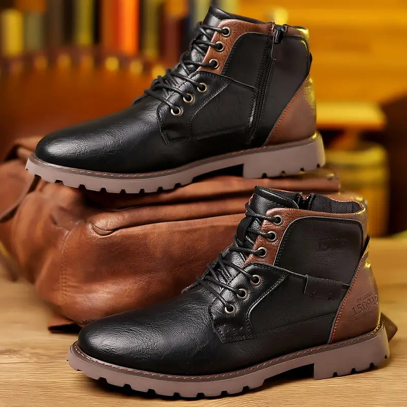 Herren Stiefel mit Schnürung für Alltag und Freizeit - Braun
