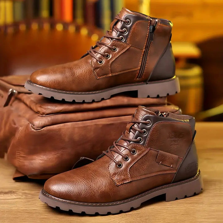 Herren Stiefel mit Schnürung für Alltag und Freizeit - Braun
