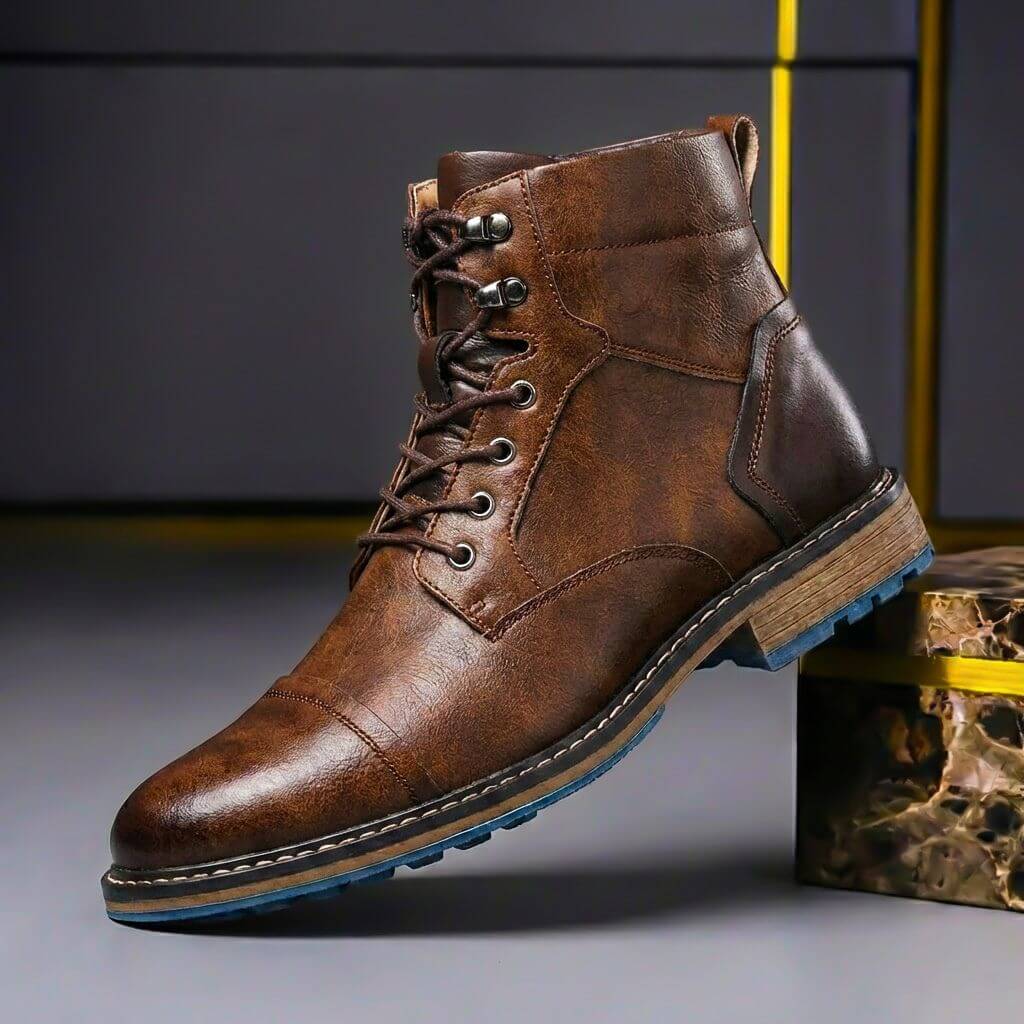 Herren Stiefel mit Schnürung und Kontrastsohle