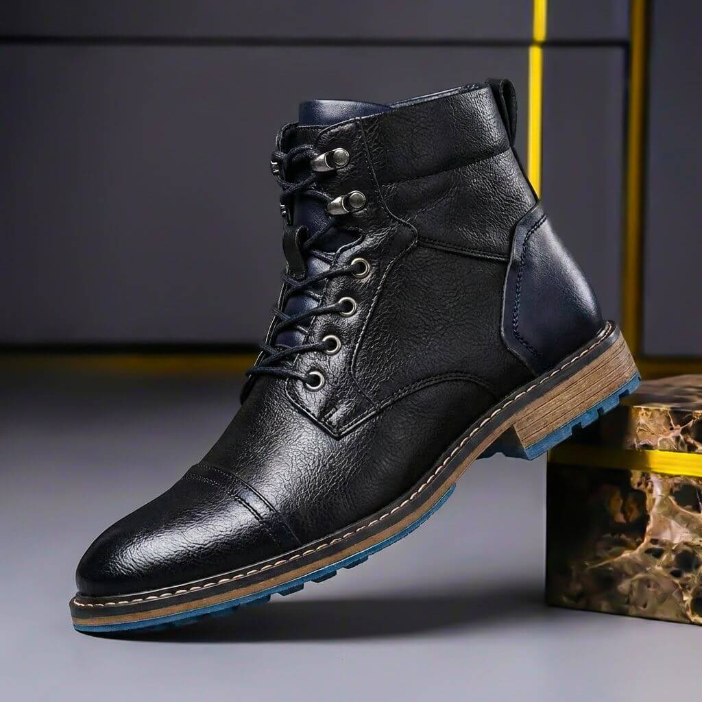 Herren Stiefel mit Schnürung und Kontrastsohle