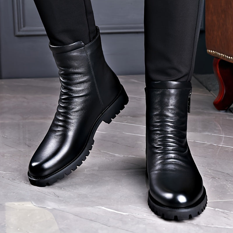 Herren Stiefeletten mit gerafftem Schaft und Seitenreissverschluss
