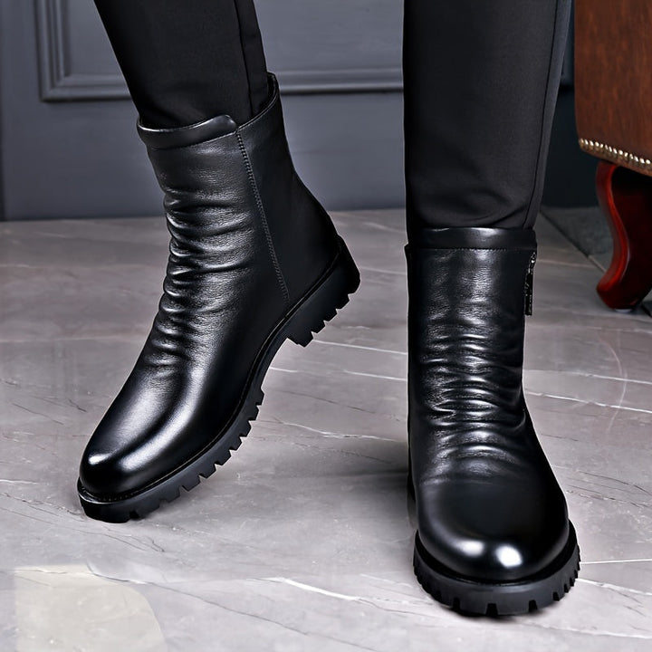 Herren Stiefeletten mit gerafftem Schaft und Seitenreissverschluss