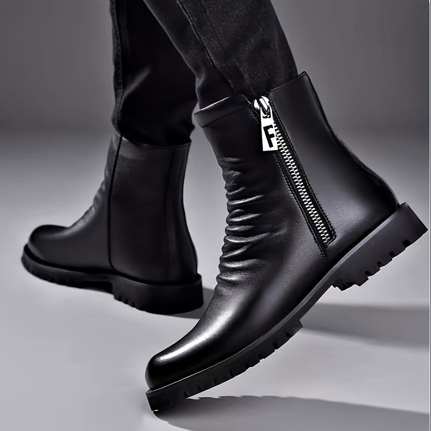 Herren Stiefeletten mit gerafftem Schaft und Seitenreissverschluss