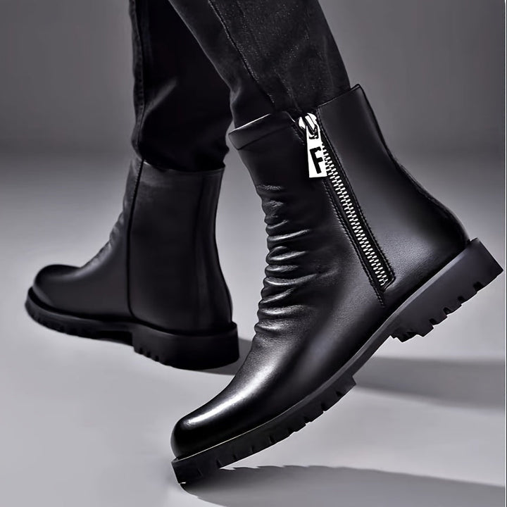Herren Stiefeletten mit gerafftem Schaft und Seitenreissverschluss