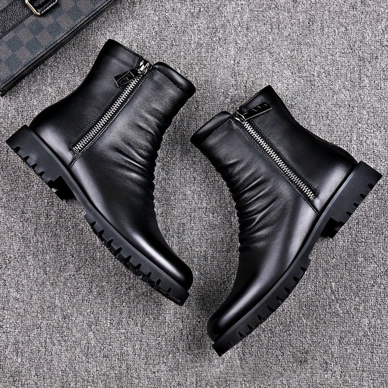 Herren Stiefeletten mit gerafftem Schaft und Seitenreissverschluss