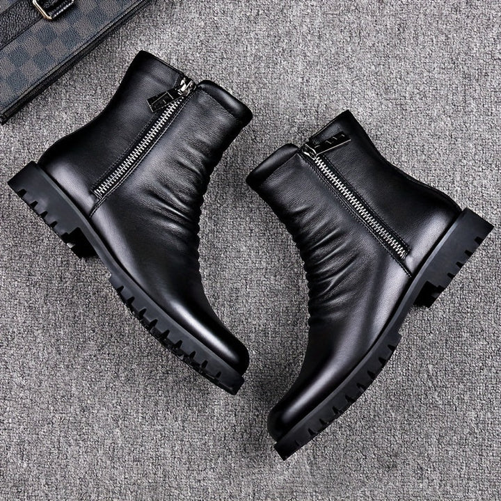 Herren Stiefeletten mit gerafftem Schaft und Seitenreissverschluss
