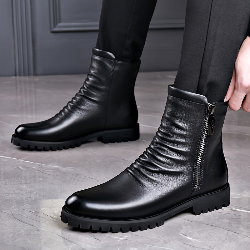 Herren Stiefeletten mit gerafftem Schaft und Seitenreissverschluss