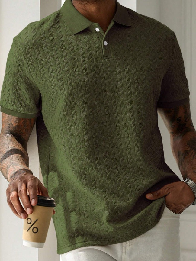 Herren Strick-Poloshirt Strukturiert Kurzarm Sommer