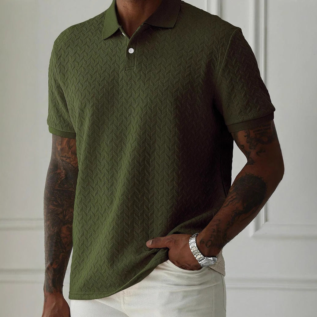 Herren Strick-Poloshirt Strukturiert Kurzarm Sommer