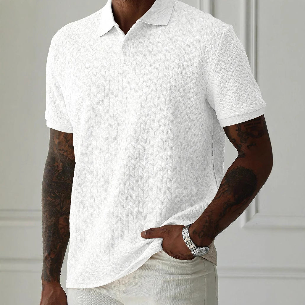 Herren Strick-Poloshirt Strukturiert Kurzarm Sommer