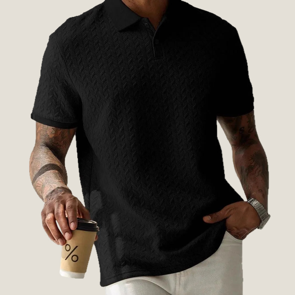Herren Strick-Poloshirt Strukturiert Kurzarm Sommer