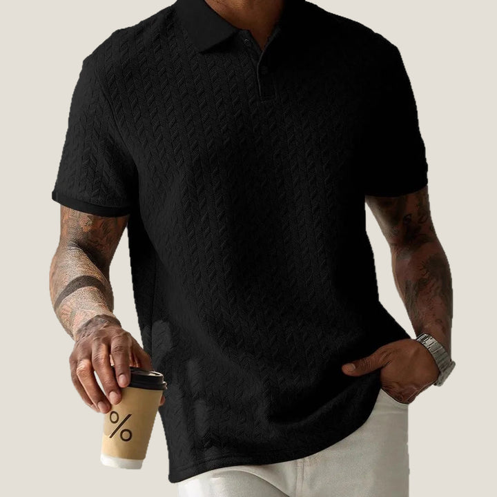 Herren Strick-Poloshirt Strukturiert Kurzarm Sommer