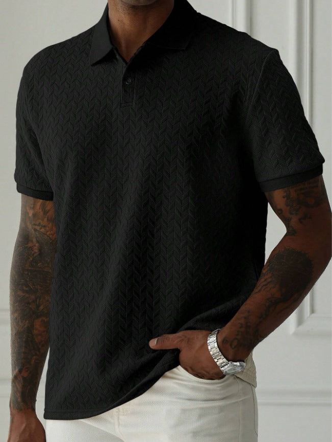 Herren Strick-Poloshirt Strukturiert Kurzarm Sommer