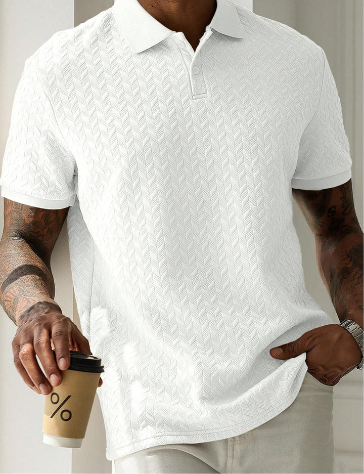 Herren Strick-Poloshirt Strukturiert Kurzarm Sommer