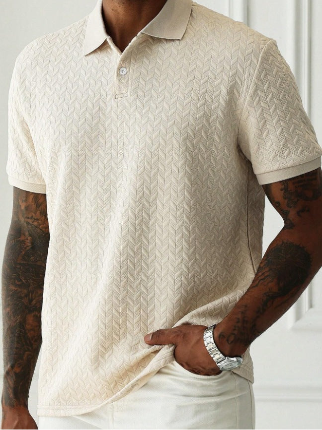 Herren Strick-Poloshirt Strukturiert Kurzarm Sommer