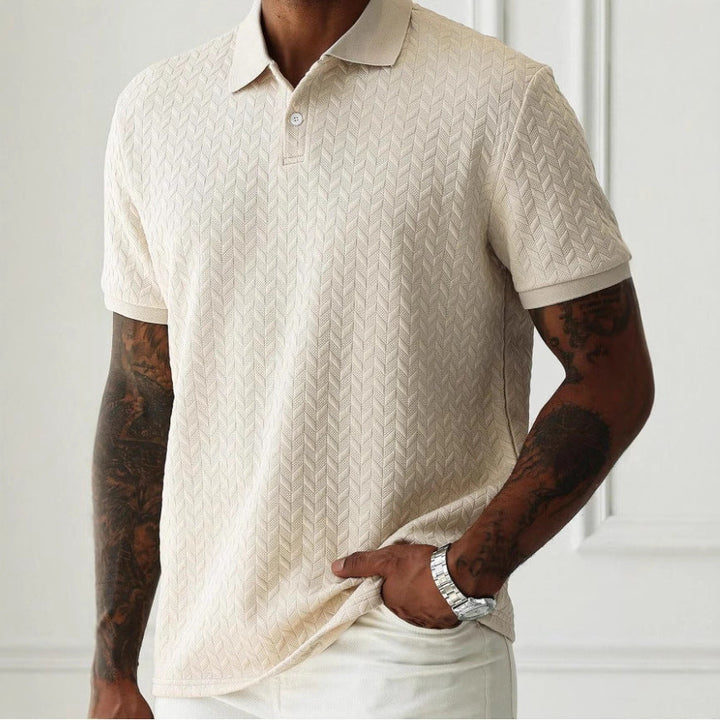 Herren Strick-Poloshirt Strukturiert Kurzarm Sommer