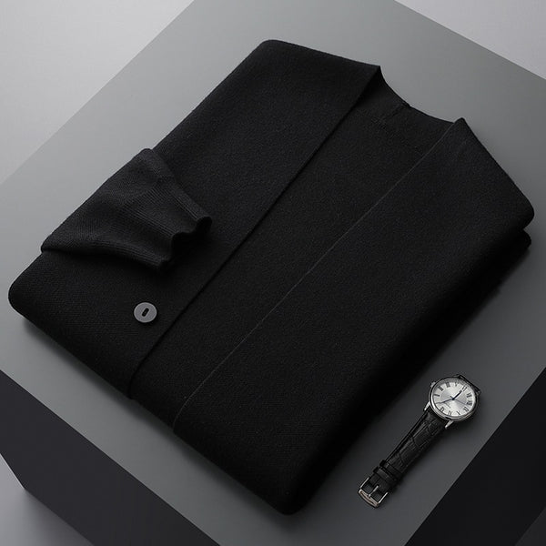 Herren Strickjacke mit Ärmelstreifen und Taschen