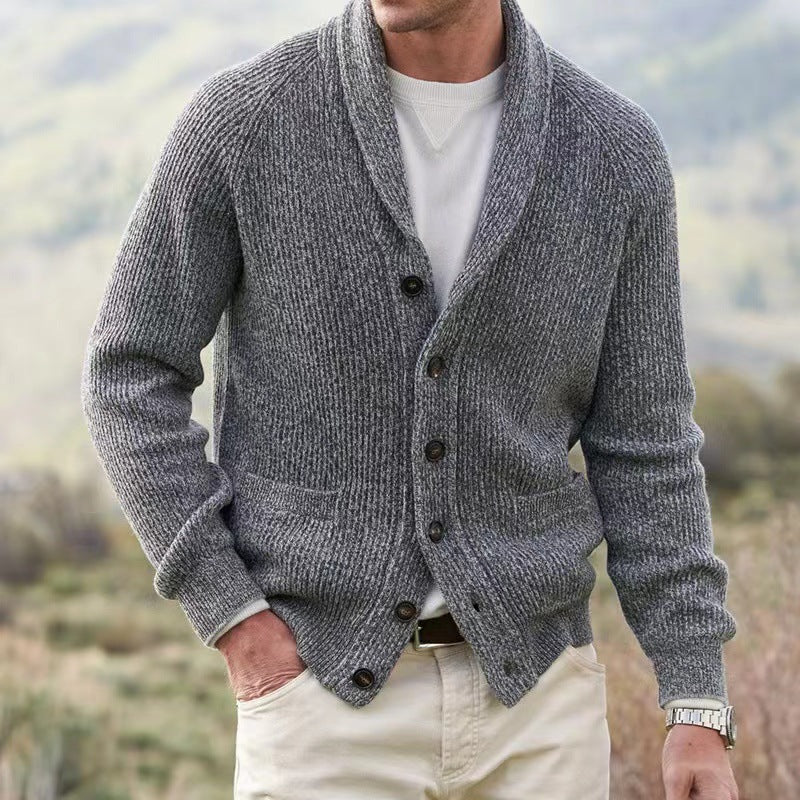 Herren Strickjacke mit Schalkragen und Knöpfen