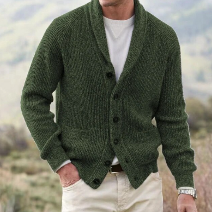 Herren Strickjacke mit Schalkragen und Knöpfen
