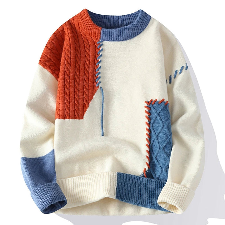 Herren Strickpullover mit grafischen Farbflächen