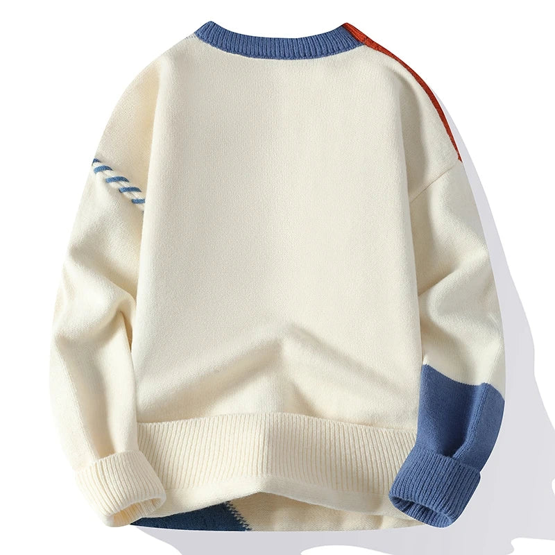 Herren Strickpullover mit grafischen Farbflächen
