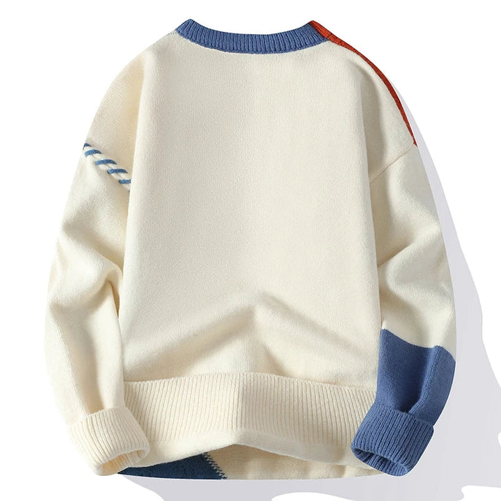 Herren Strickpullover mit grafischen Farbflächen