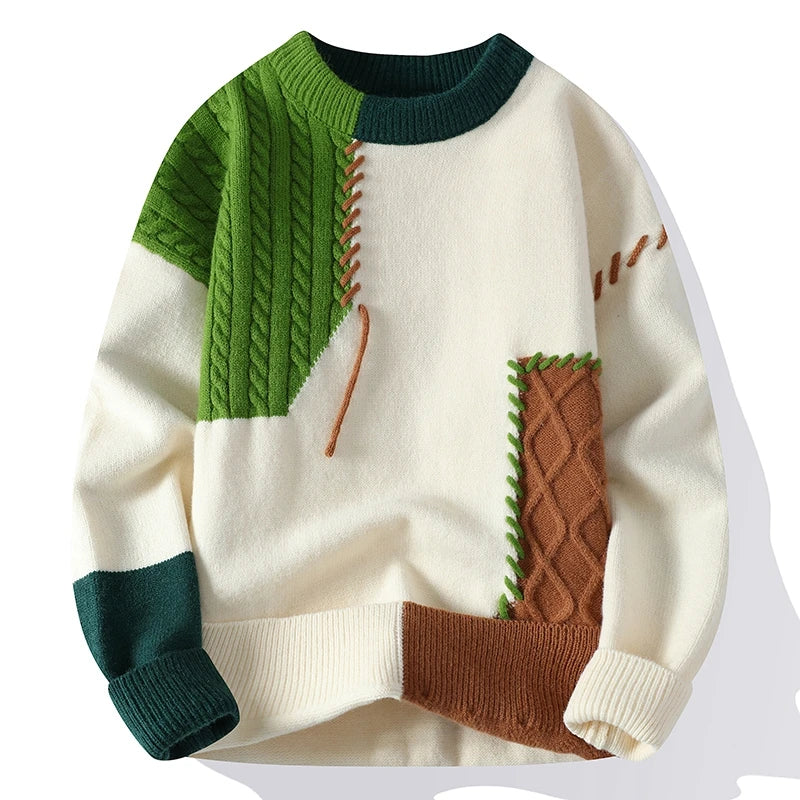 Herren Strickpullover mit grafischen Farbflächen