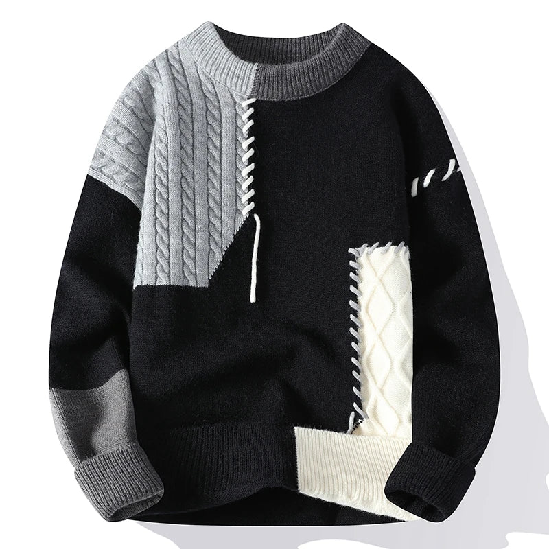 Herren Strickpullover mit grafischen Farbflächen