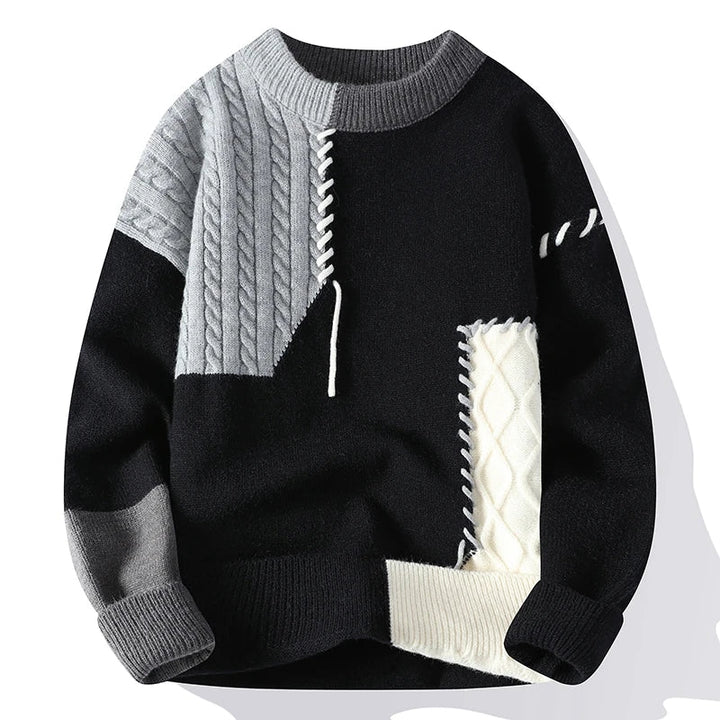 Herren Strickpullover mit grafischen Farbflächen