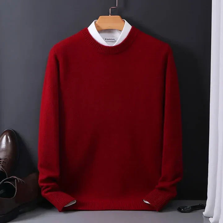 Herren Strickpullover mit Rundhals und Rippbündchen