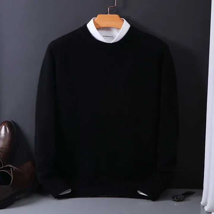 Herren Strickpullover mit Rundhals und Rippbündchen