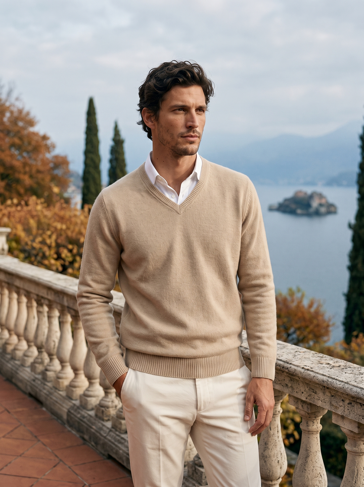 Herren Strickpullover mit V-Ausschnitt